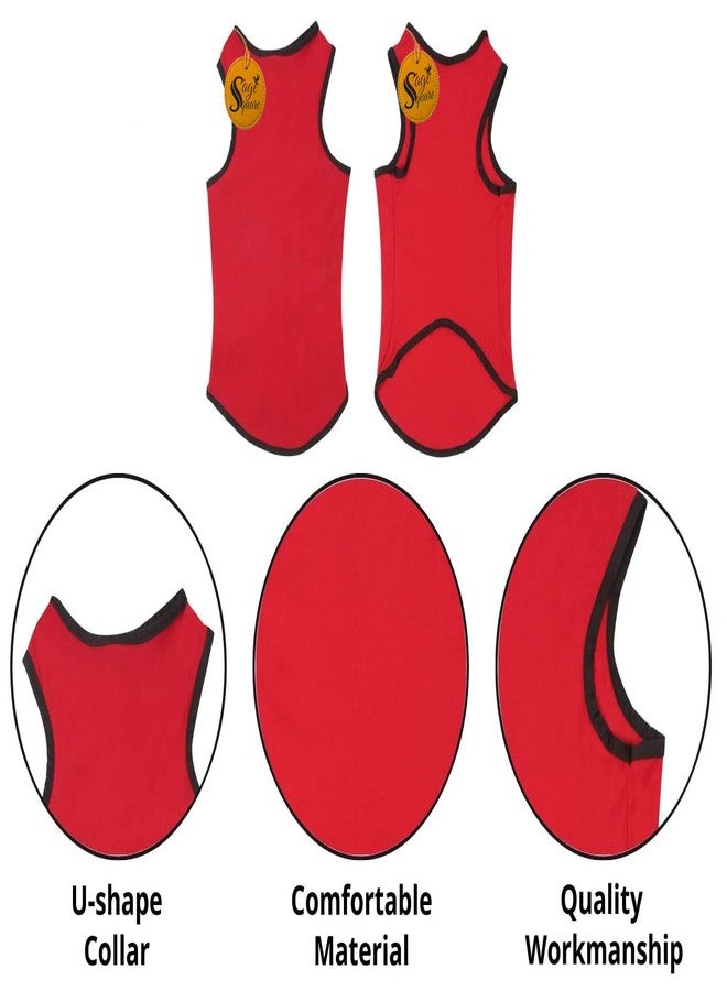 سايج سكوير تيشيرت قطني مريح للكلاب من Sage Square مع بكرة لإزالة الوبر (مجموعة) للكلاب، قميص داخلي بدون أكمام للجراء، ملابس عصرية (أحمر وأسود، مقاس صغير جدًا - 12 بوصة) - Image 3